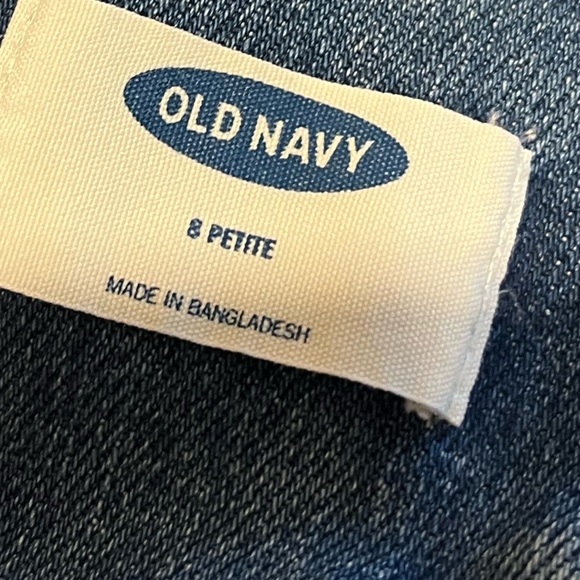 OLD NAVY - Distressed Denim Overalls with Side Zip - Size 8 Petite - Picture 3 of 12
